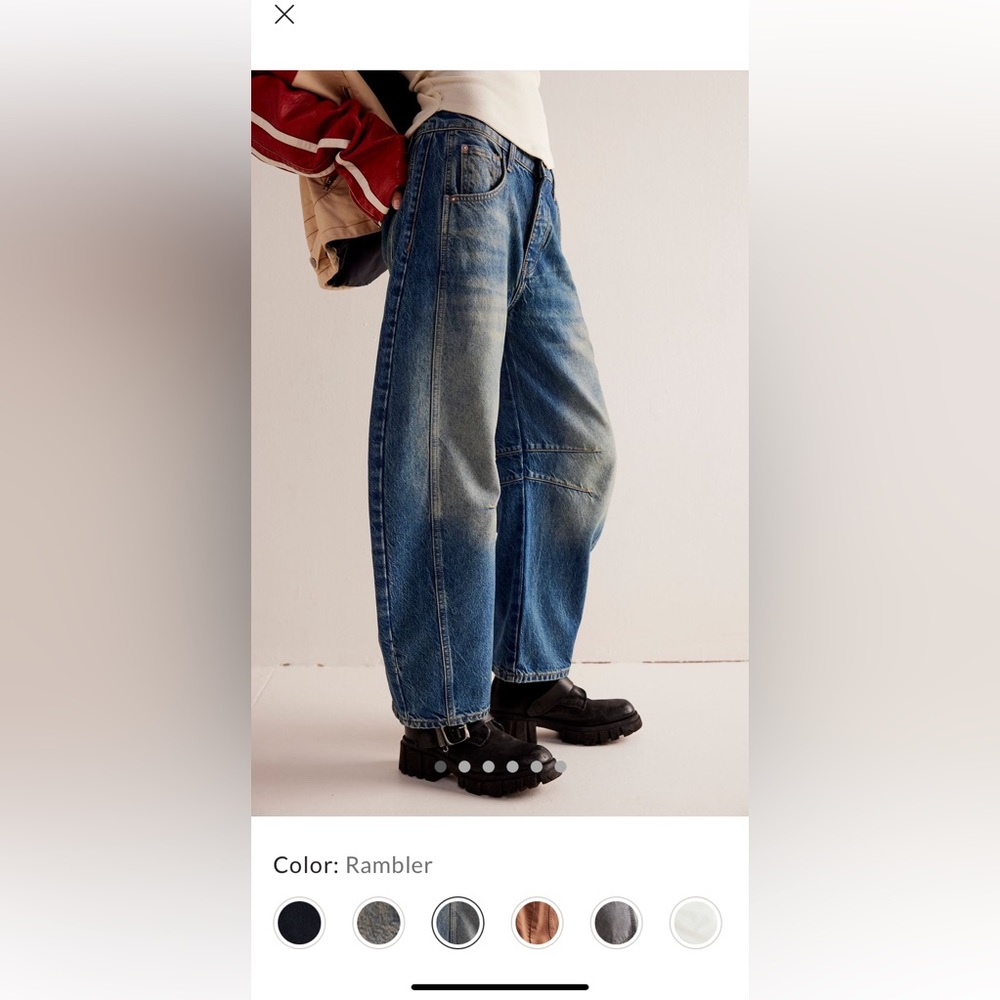 We The Free Good Luck Mid-Rise Barrel Jeans 26 Free People